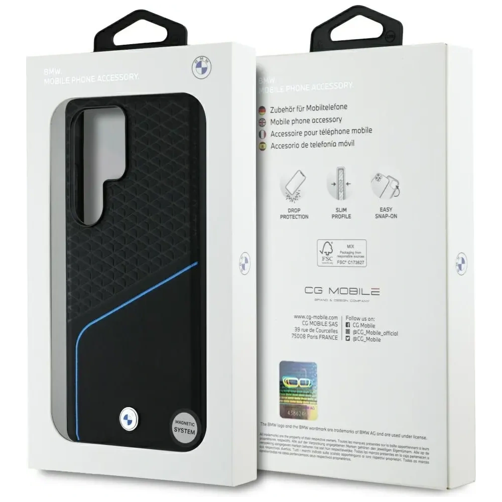 Etui BMW Leather Textured and Smooth MagSafe do Samsung Galaxy S25 Ultra czarny