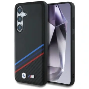 Kup Etui BMW Leather Tricolor Crossing Stripes MagSafe do Samsung Galaxy S25 czarny - BMW805 - {ean13} - Sklep Home Screen