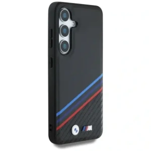Kup Etui BMW Leather Tricolor Crossing Stripes MagSafe do Samsung Galaxy S25 czarny - BMW805 - {ean13} - Sklep Home Screen