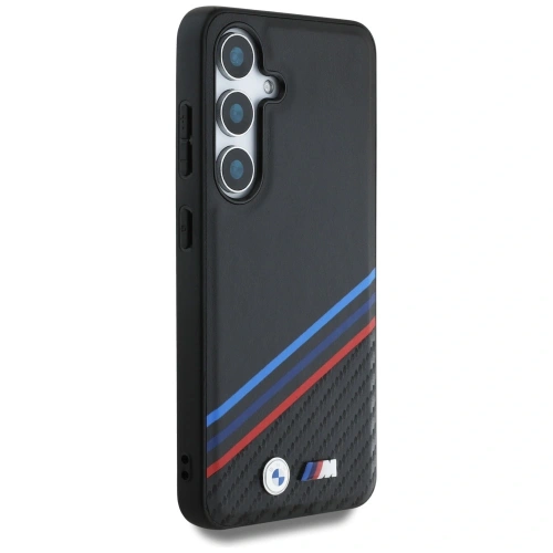 Kup BMW Leder Tricolor Überkreuzstreifen MagSafe Samsung Galaxy S25 schwarz - BMW805 - {ean13} - Sklep Home Screen
