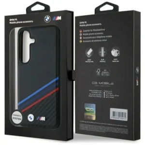 Buy BMW Leather Tricolor Crossing Stripes MagSafe Samsung Galaxy S25 black - BMW805 - {ean13} - Home Screen Store Europe