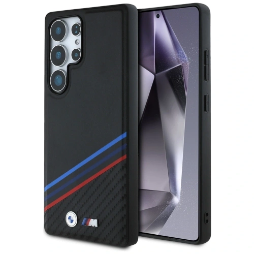 Kup BMW Leder Tricolor Überquerungsstreifen MagSafe Samsung Galaxy S25 Ultra schwarz - BMW806 - {ean13} - Sklep Home Screen