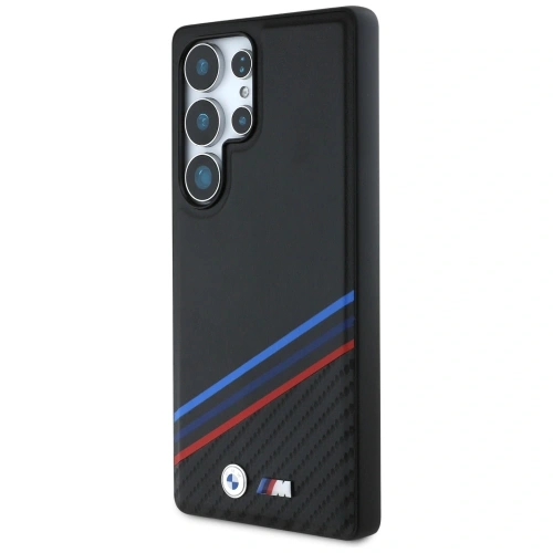 Kup BMW Leder Tricolor Überquerungsstreifen MagSafe Samsung Galaxy S25 Ultra schwarz - BMW806 - {ean13} - Sklep Home Screen