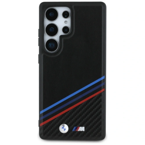 Kup BMW Leder Tricolor Überquerungsstreifen MagSafe Samsung Galaxy S25 Ultra schwarz - BMW806 - {ean13} - Sklep Home Screen