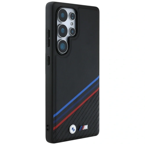Kup BMW Leder Tricolor Überquerungsstreifen MagSafe Samsung Galaxy S25 Ultra schwarz - BMW806 - {ean13} - Sklep Home Screen