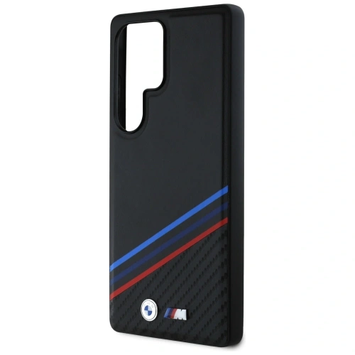 Kup BMW Leder Tricolor Überquerungsstreifen MagSafe Samsung Galaxy S25 Ultra schwarz - BMW806 - {ean13} - Sklep Home Screen
