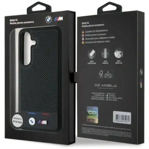 Buy BMW Leather Tricolor Stripe MagSafe Samsung Galaxy S25 black - BMW807 - {ean13} - Home Screen Store Europe