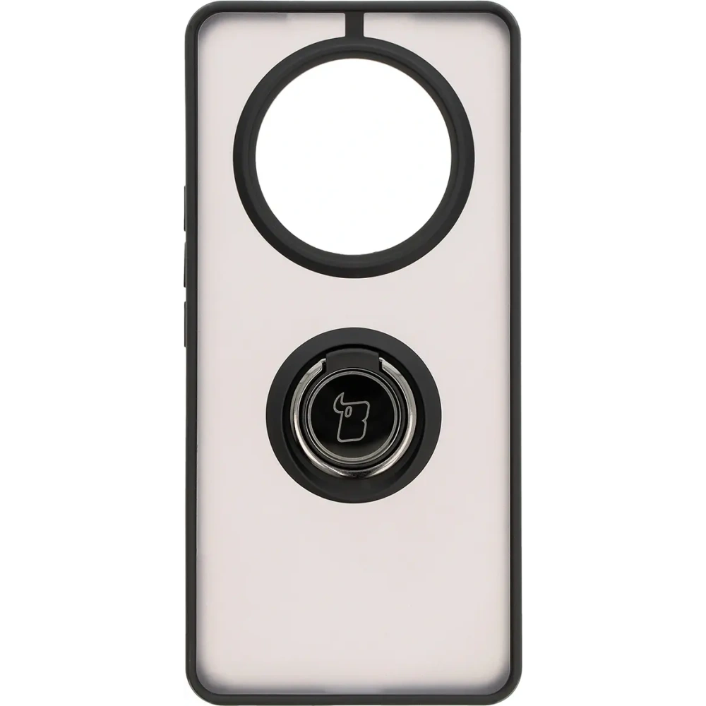 Etui z uchwytem na palec Bizon Case Hybrid Ring do Honor Magic7 Lite przydymione z czarną ramką