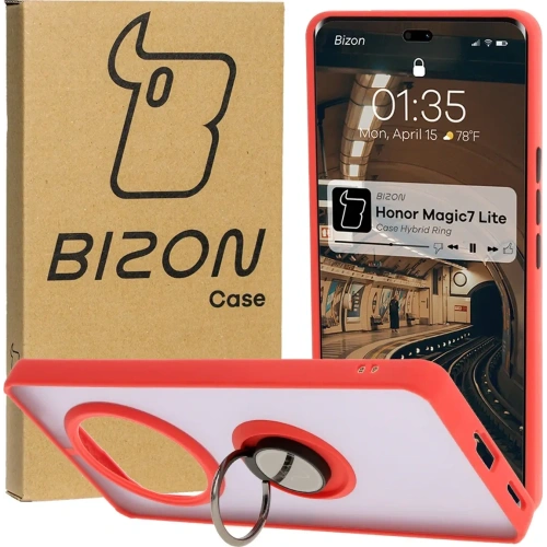 Buy Bizon Case Hybrid Ring Honor Magic7 Lite smoky with a red frame - BIZ8307 - {ean13} - Home Screen Store Europe