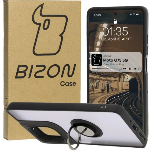 Buy Bizon Case Hybrid Ring Motorola Moto G75 5G smoky with a black frame - BIZ8311 - {ean13} - Home Screen Store Europe