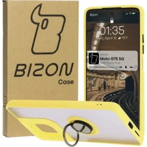 Bizon Case Hybrid Ring Motorola Moto G75 5G smoky with a yellow frame