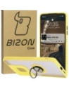 Etui z uchwytem na palec Bizon Case Hybrid Ring do Motorola Moto G75 5G kouřové s žlutým rámečkem