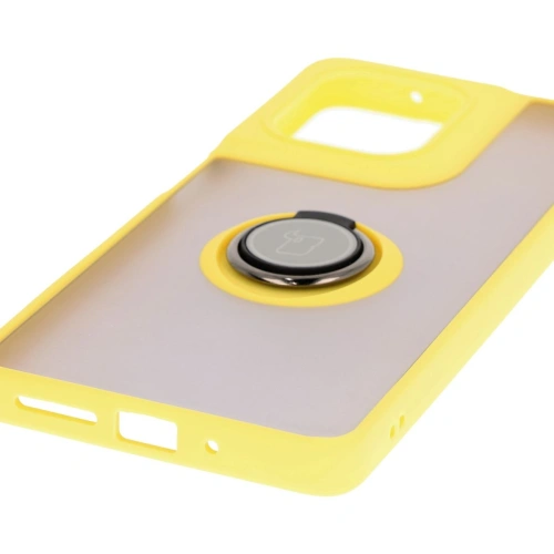 Kup Etui z uchwytem na palec Bizon Case Hybrid Ring do Motorola Moto G75 5G kouřové s žlutým rámečkem - BIZ8312 - {ean13} - Sklep Home Screen