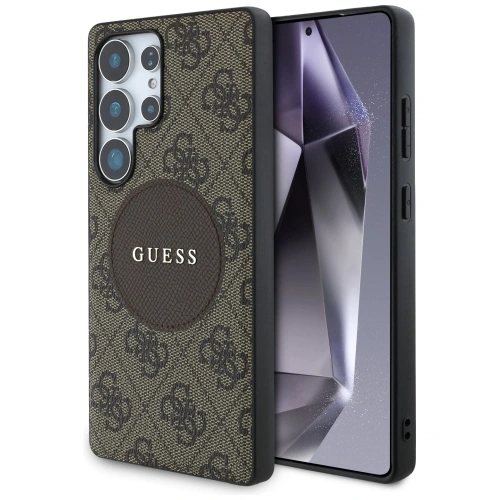 Kup Etui Guess 4G Round Patch Classic Logo MagSafe do Samsung Galaxy S25 Ultra brązowy - GUE4291 - {ean13} - Sklep Home Screen