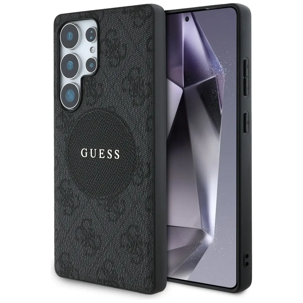 Etui Guess 4G Round Patch Classic Logo MagSafe do Samsung Galaxy S25 Ultra czarny