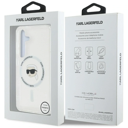 Kup Etui Karl Lagerfeld Button Karl Head Printed Logo MagSafe pro Samsung Galaxy S25 bílý - KLD21884 - {ean13} - Sklep Home Screen