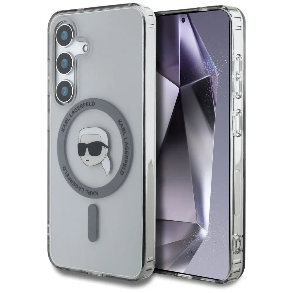 Etui Karl Lagerfeld Button Karl Head Printed Logo MagSafe do Samsung Galaxy S25 czarny