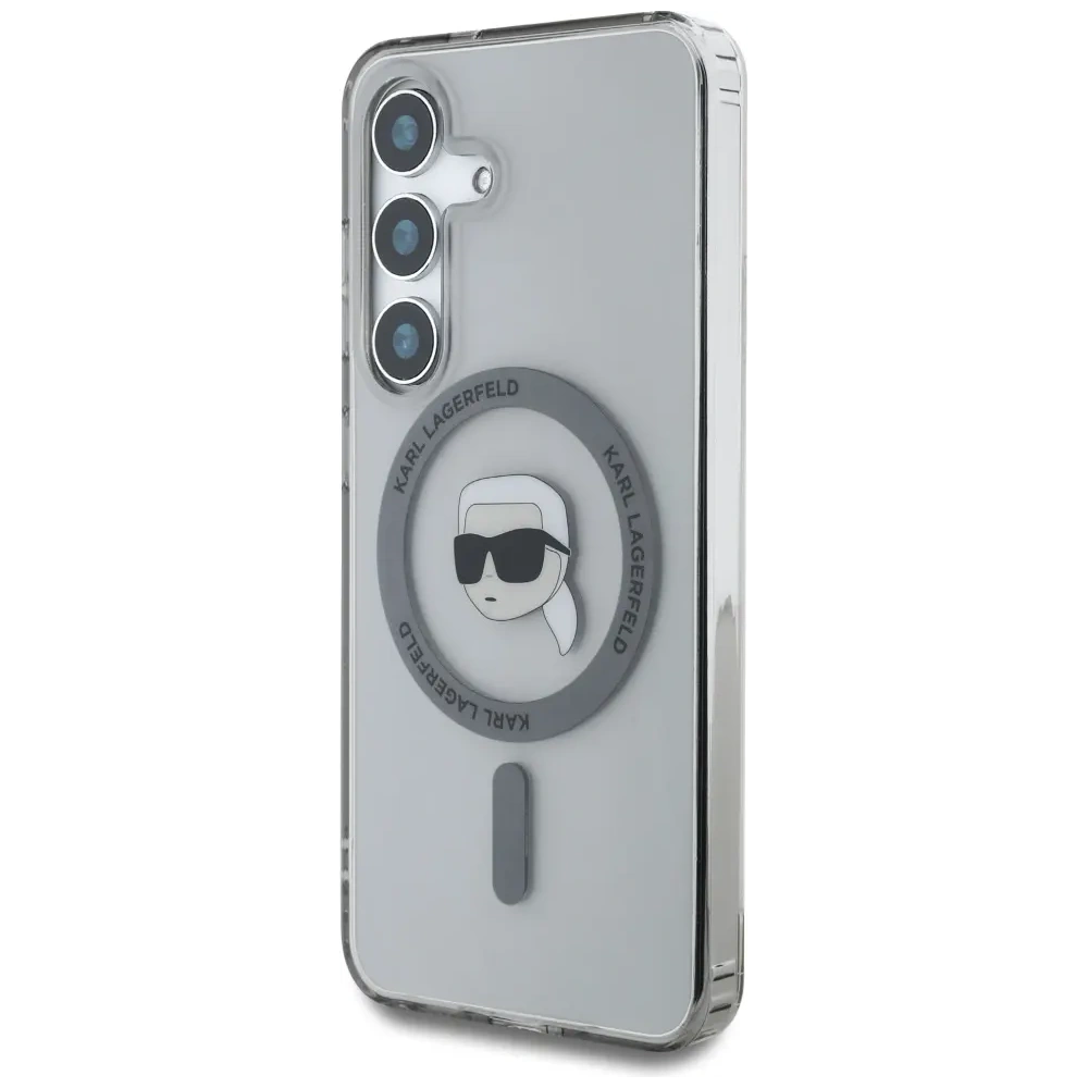 Etui Karl Lagerfeld Button Karl Head Printed Logo MagSafe do Samsung Galaxy S25 czarny