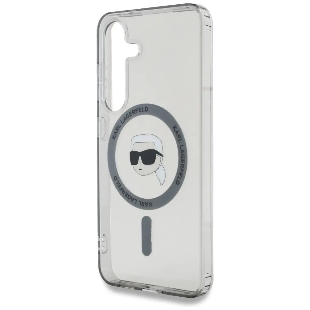 Etui Karl Lagerfeld Button Karl Head Printed Logo MagSafe do Samsung Galaxy S25 czarny