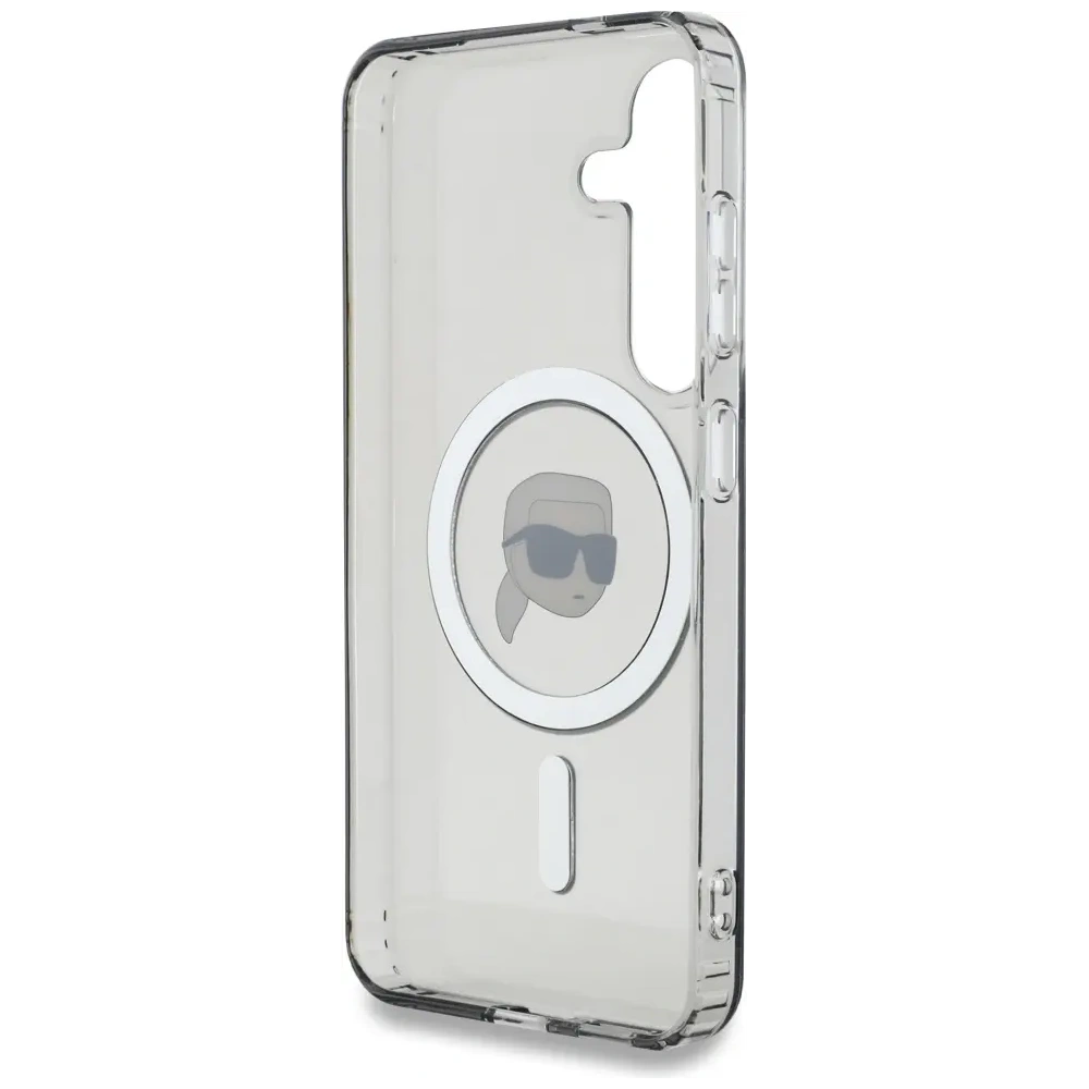 Etui Karl Lagerfeld Button Karl Head Printed Logo MagSafe do Samsung Galaxy S25 czarny