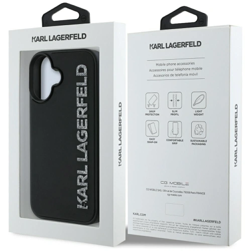 Buy Karl Lagerfeld HC 3D Rubber Elongated Glitter Apple iPhone 16 black - KLD21886 - {ean13} - Home Screen Store Europe