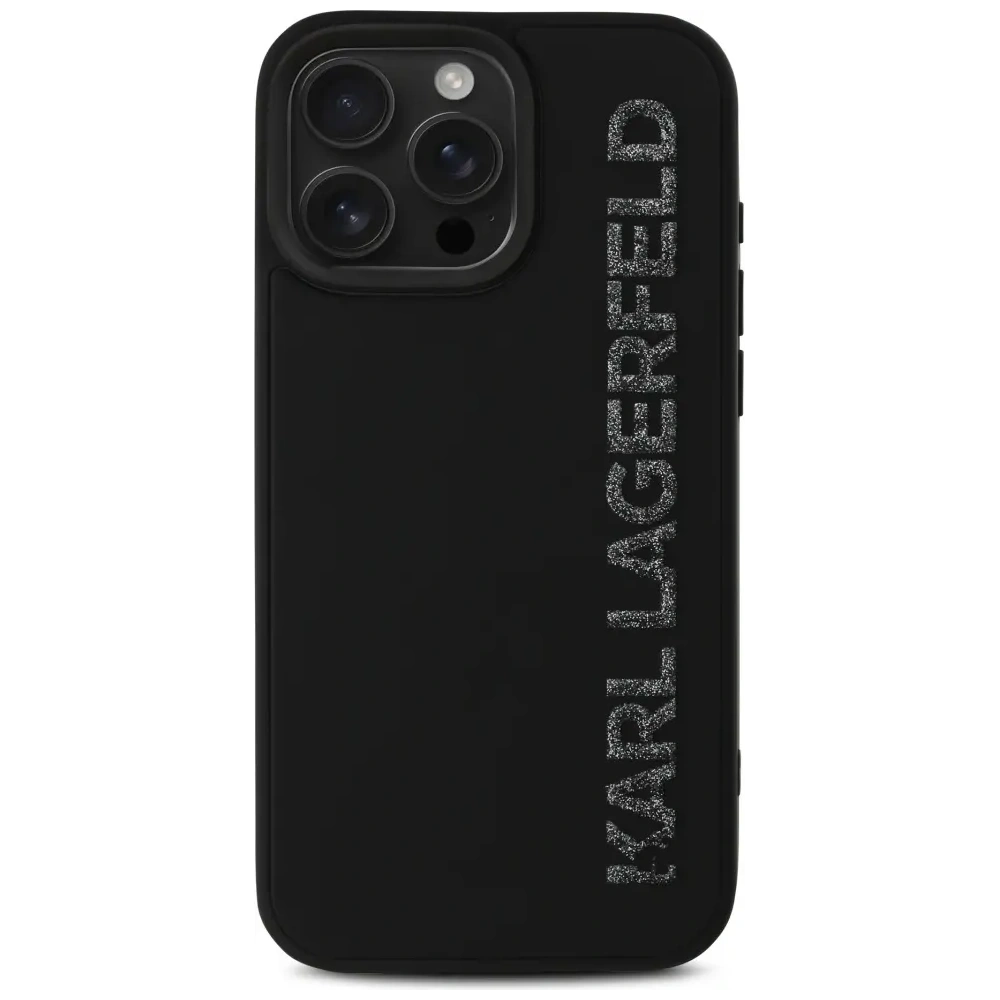 Etui Karl Lagerfeld HC 3D Rubber Elongated Glitter do Apple iPhone 16 Pro Max czarny