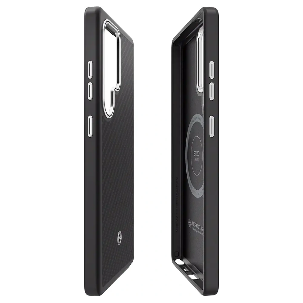 Etui Samsung Spigen Enzo Aramid Magnet do Galaxy S25 Ultra czarno-srebrny