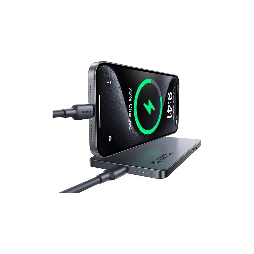 Powerbank z ładowaniem bezprzewodowym USAMS US-CD231 5000mAh 20W PD Fast Charge szary/tarnish