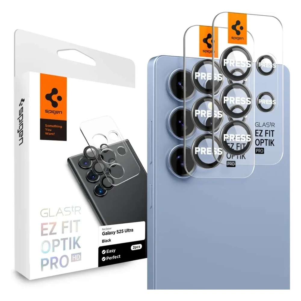 Szkło hartowane na aparat Spigen Optik Pro HD Glas.tr ez Fit Camera Protector Galaxy S25 Ultra Black [2 PACK]