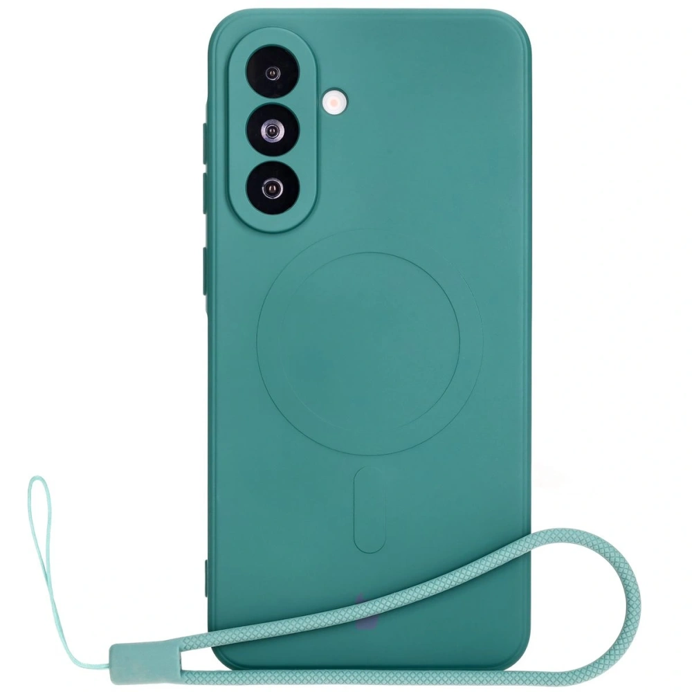 Silikonowe etui z pierścieniem magnetycznym Bizon Case Silicone Magnetic Sq do Samsung Galaxy A36 5G ciemnozielone