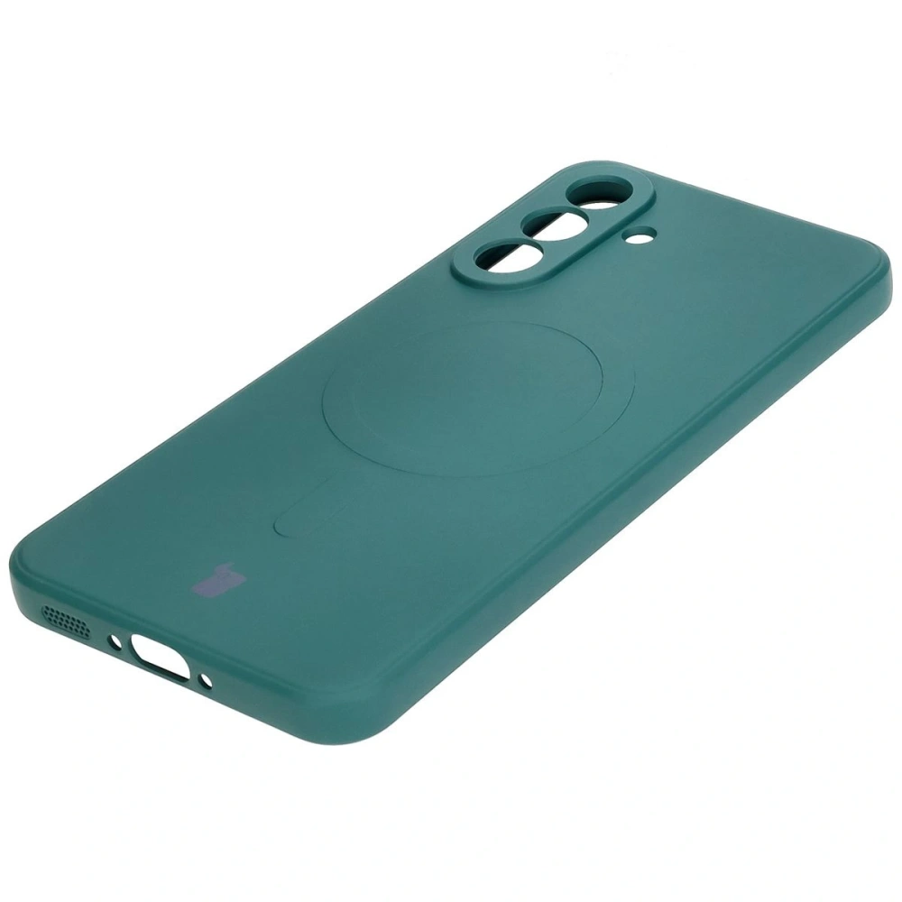 Silikonowe etui z pierścieniem magnetycznym Bizon Case Silicone Magnetic Sq do Samsung Galaxy A36 5G ciemnozielone