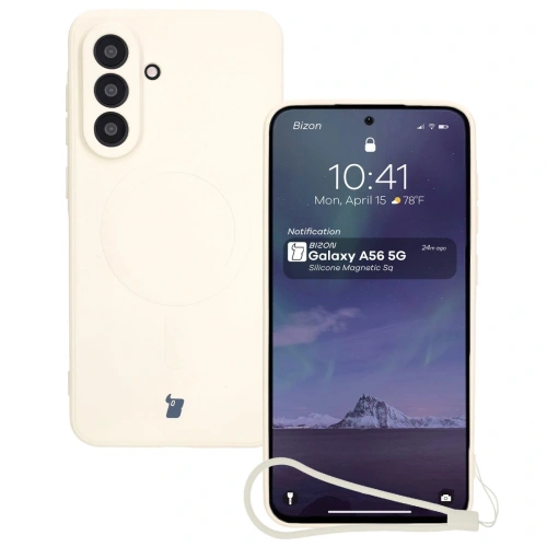 Kup Silikonový kryt s magnetickým kroužkem Bizon Case Silicone Magnetic Sq pro Samsung Galaxy A56 5G béžový - BIZ8315 - {ean13} - Sklep Home Screen
