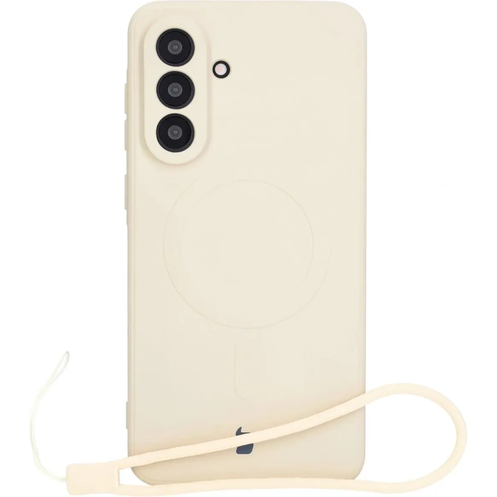 Silikonowe etui z pierścieniem magnetycznym Bizon Case Silicone Magnetic Sq do Samsung Galaxy A56 5G beżowe