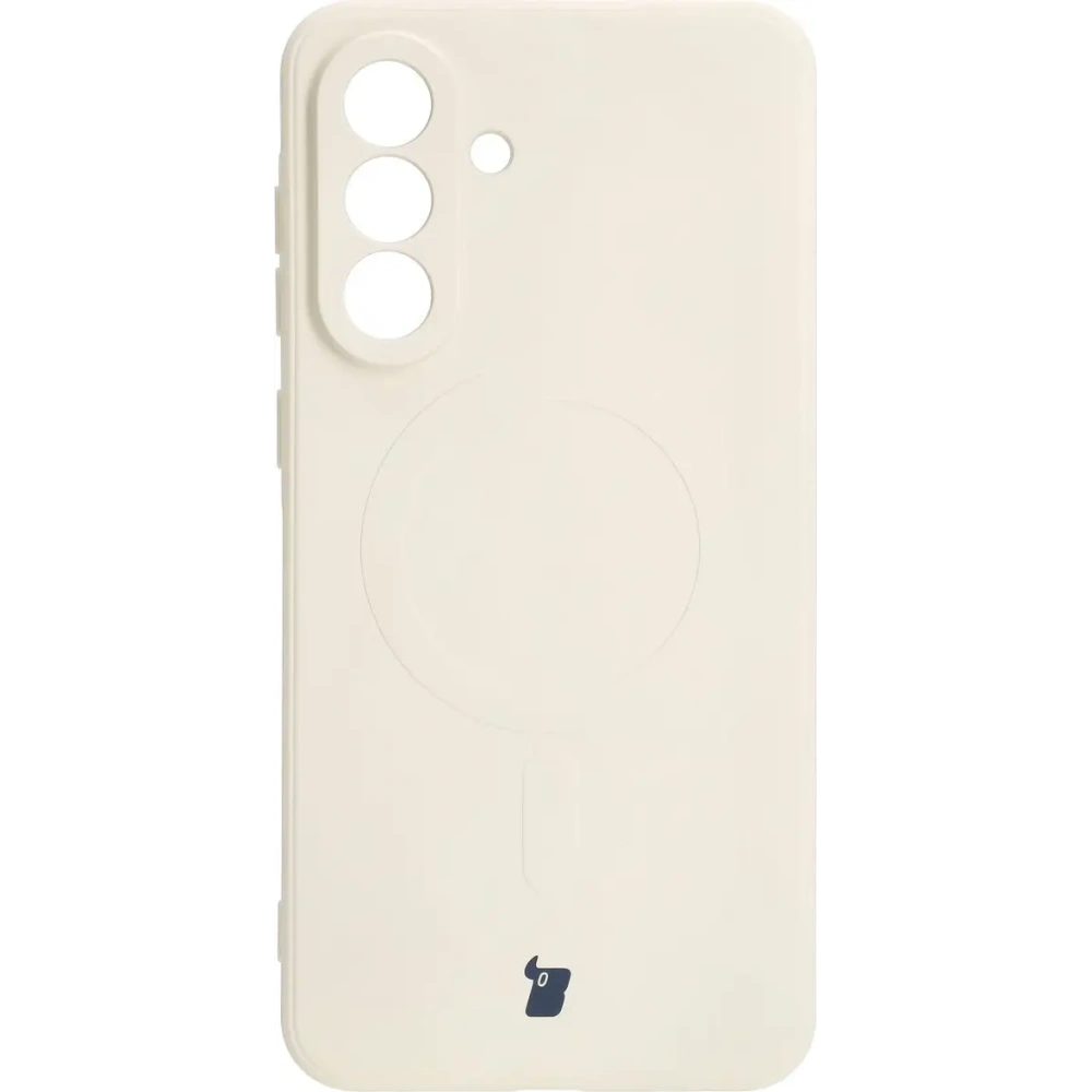 Silikonowe etui z pierścieniem magnetycznym Bizon Case Silicone Magnetic Sq do Samsung Galaxy A56 5G beżowe
