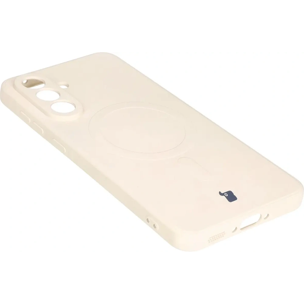 Silikonowe etui z pierścieniem magnetycznym Bizon Case Silicone Magnetic Sq do Samsung Galaxy A56 5G beżowe