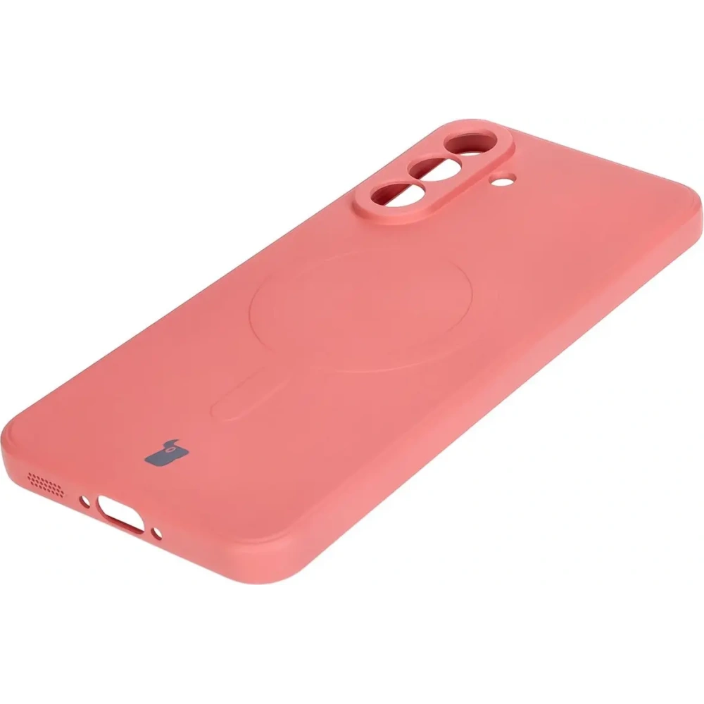 Silikonowe etui z pierścieniem magnetycznym Bizon Case Silicone Magnetic Sq do Samsung Galaxy A56 5G brudnoróżowe