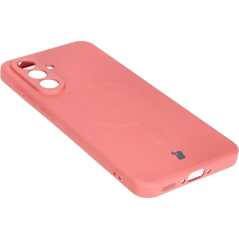 Silikonowe etui z pierścieniem magnetycznym Bizon Case Silicone Magnetic Sq do Samsung Galaxy A56 5G brudnoróżowe