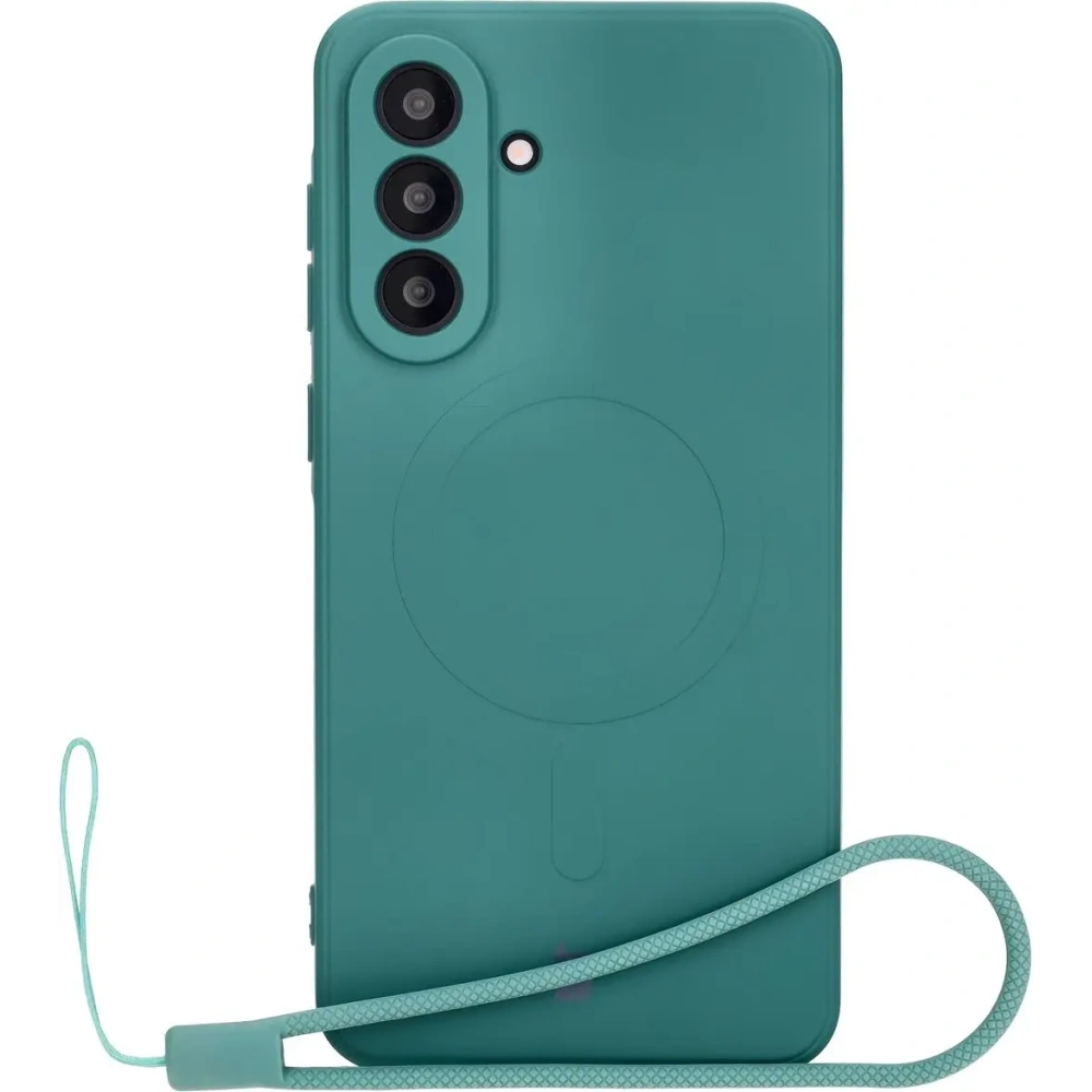 Silikonowe etui z pierścieniem magnetycznym Bizon Case Silicone Magnetic Sq do Samsung Galaxy A56 5G ciemnozielone