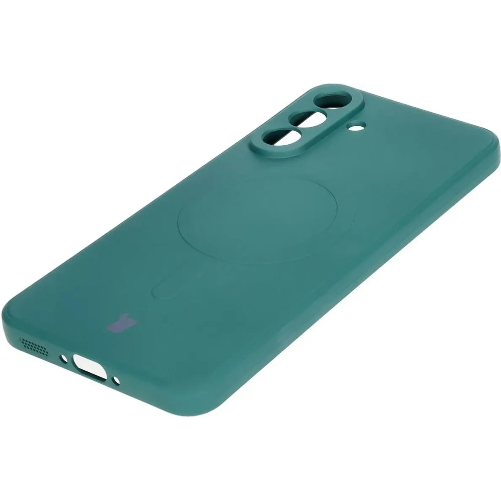 Silikonowe etui z pierścieniem magnetycznym Bizon Case Silicone Magnetic Sq do Samsung Galaxy A56 5G ciemnozielone