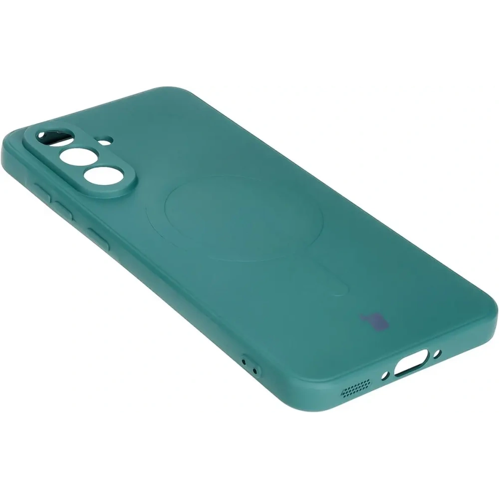 Silikonowe etui z pierścieniem magnetycznym Bizon Case Silicone Magnetic Sq do Samsung Galaxy A56 5G ciemnozielone