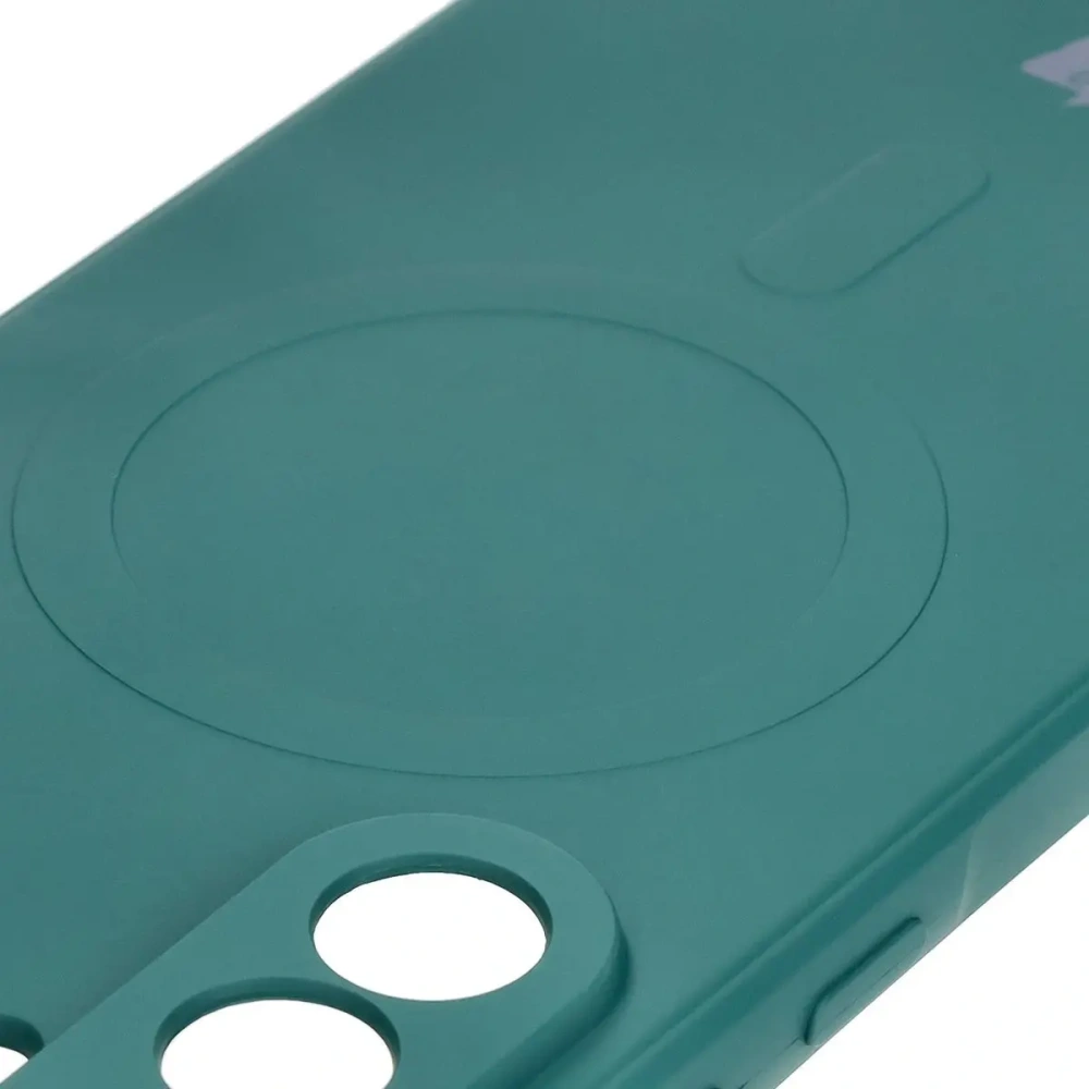Silikonowe etui z pierścieniem magnetycznym Bizon Case Silicone Magnetic Sq do Samsung Galaxy A56 5G ciemnozielone