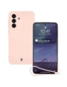 Silikonové pouzdro s magnetickým kroužkem Bizon Case Silicone Magnetic Sq pro Samsung Galaxy A56 5G světle růžové