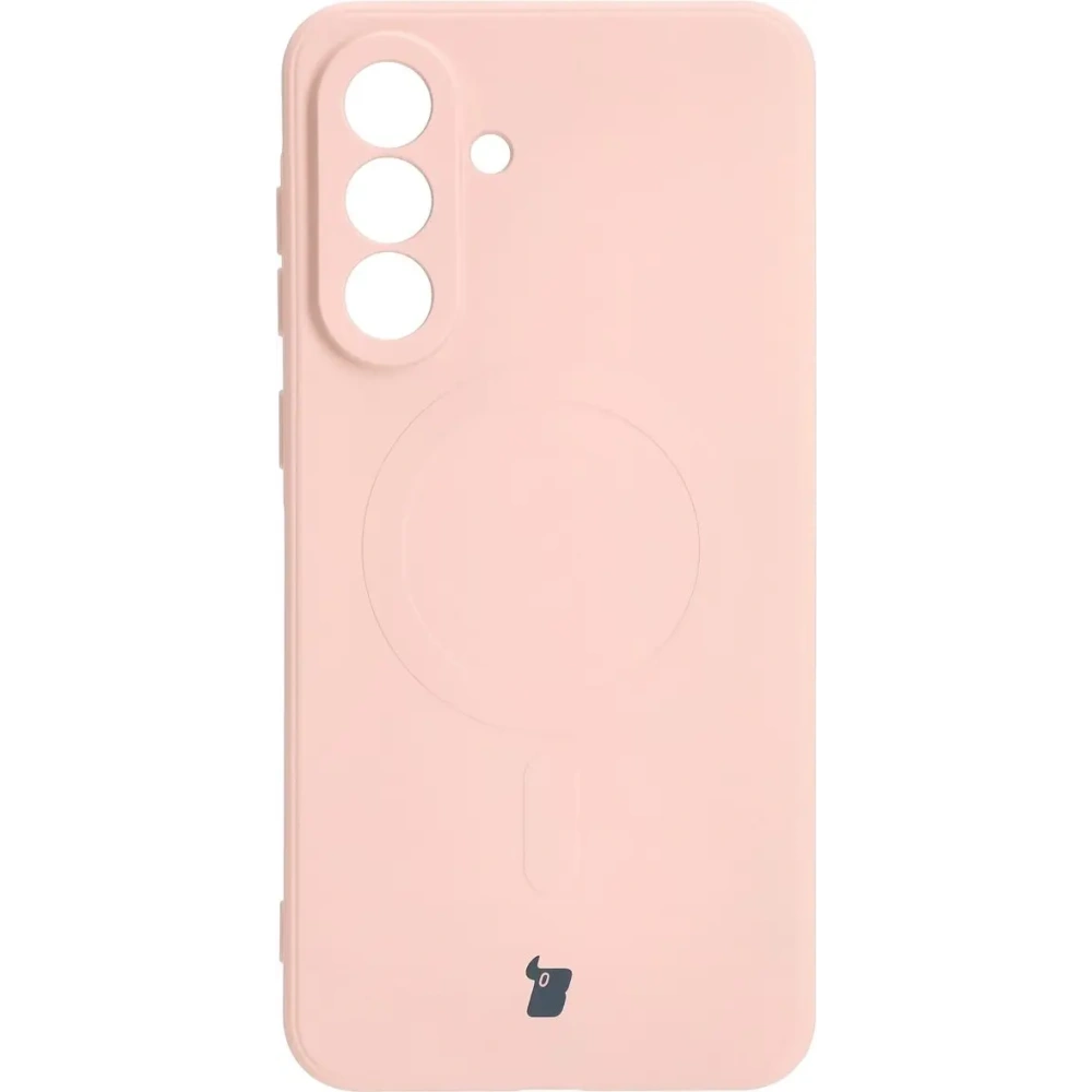 Silikonowe etui z pierścieniem magnetycznym Bizon Case Silicone Magnetic Sq do Samsung Galaxy A56 5G jasnoróżowe