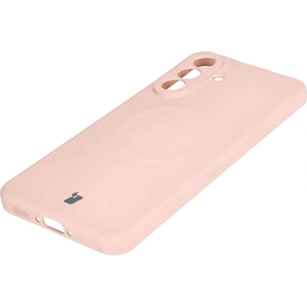 Silikonowe etui z pierścieniem magnetycznym Bizon Case Silicone Magnetic Sq do Samsung Galaxy A56 5G jasnoróżowe