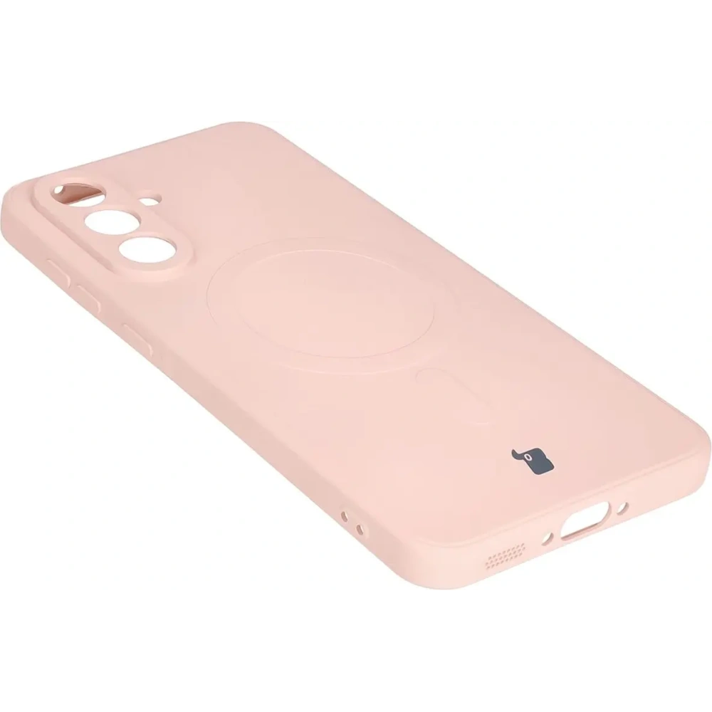 Silikonowe etui z pierścieniem magnetycznym Bizon Case Silicone Magnetic Sq do Samsung Galaxy A56 5G jasnoróżowe