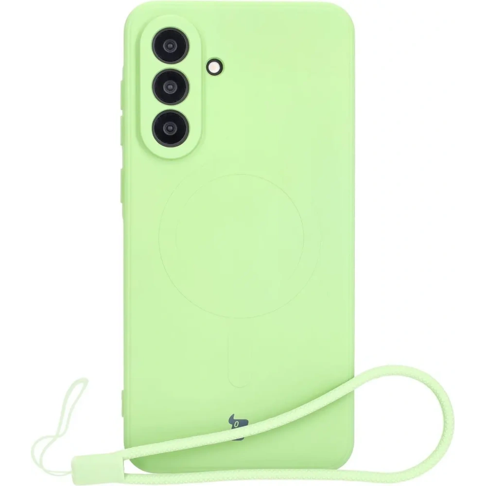 Silikonowe etui z pierścieniem magnetycznym Bizon Case Silicone Magnetic Sq do Samsung Galaxy A56 5G jasnozielone