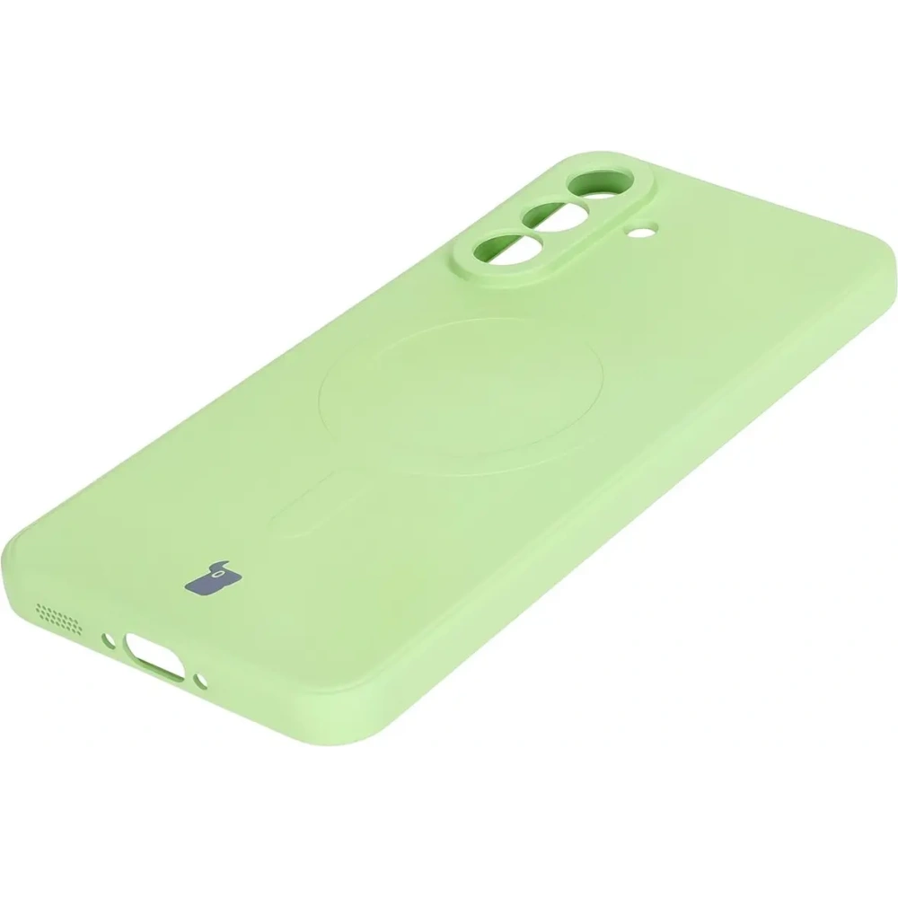 Silikonowe etui z pierścieniem magnetycznym Bizon Case Silicone Magnetic Sq do Samsung Galaxy A56 5G jasnozielone