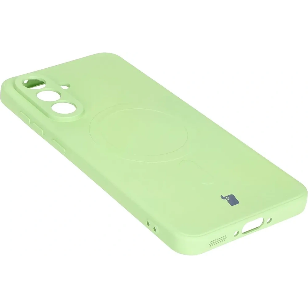 Silikonowe etui z pierścieniem magnetycznym Bizon Case Silicone Magnetic Sq do Samsung Galaxy A56 5G jasnozielone