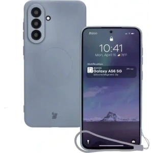 Kup Silikonowe etui z pierścieniem magnetycznym Bizon Case Silicone Magnetic Sq do Samsung Galaxy A56 5G szare - BIZ8321 - {ean13} - Sklep Home Screen
