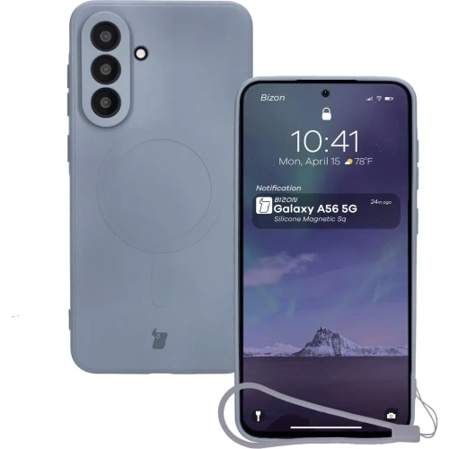 Kup Silikonowe etui z pierścieniem magnetycznym Bizon Case Silicone Magnetic Sq do Samsung Galaxy A56 5G szare - BIZ8321 - {ean13} - Sklep Home Screen